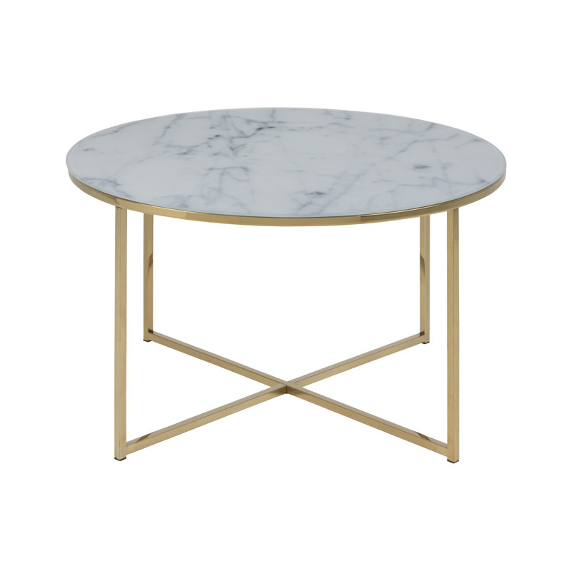Bonilla Frame Coffee Table, Light Grey, 46cm H x 80cm W x 80cm D, Gold