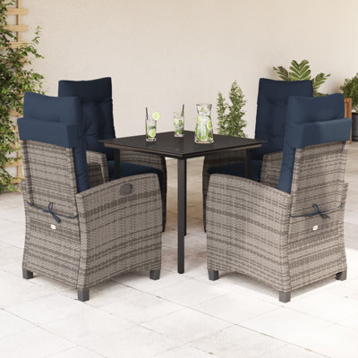 Ensemble de salle à manger de jardin avec chaises noires et grises