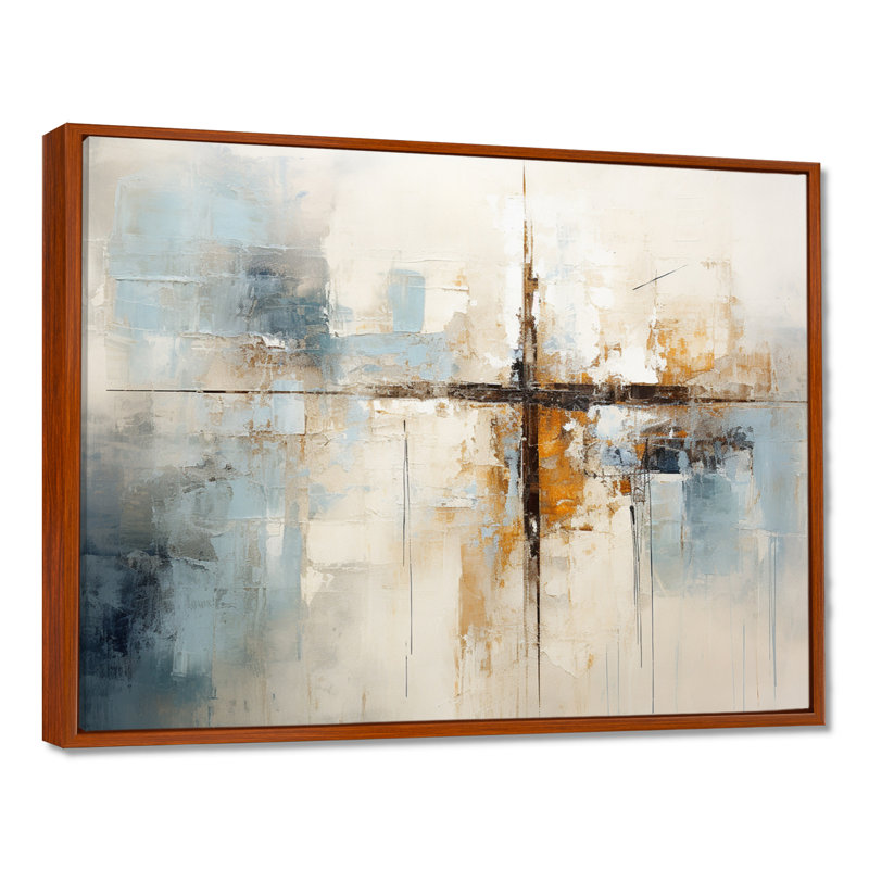 «Minimalisme Christianity Cross Dream I», art mural, H 30 po x l 40 po, Reproduction avec cadre flottant, Brun