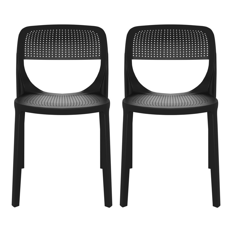 Outdoor Stacking Dining Side Chair, Black