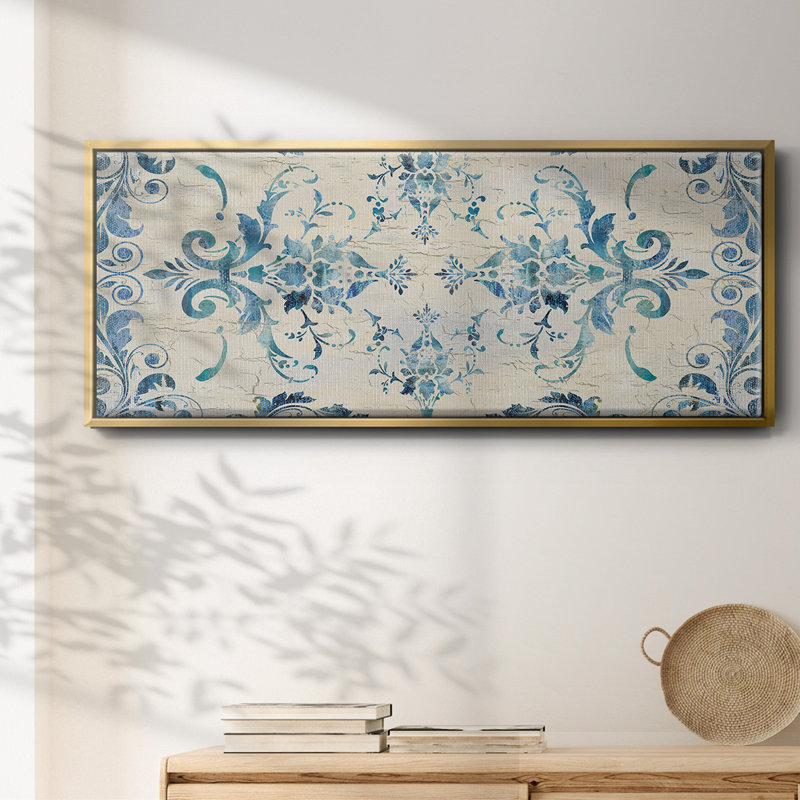 Bordure damassée - toile encadrée, H 20 po x l 50 po