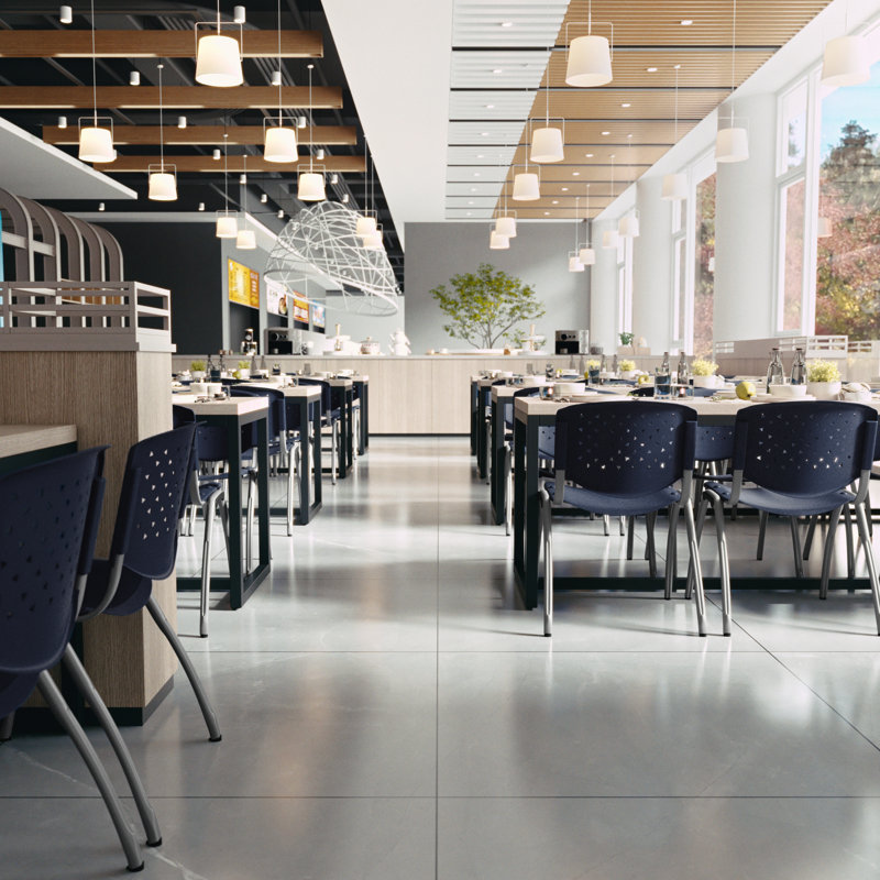 Oliverson Plastic Stacking Lobby Chairs with Perforated Backs, Navy