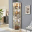Vitrine de coin lumineuse - Vitrine de salon, objets de collection antiques, rangement pour verres à vin et à bar - Design élégant d'angle avec lumières incluses - Blanc-130575185