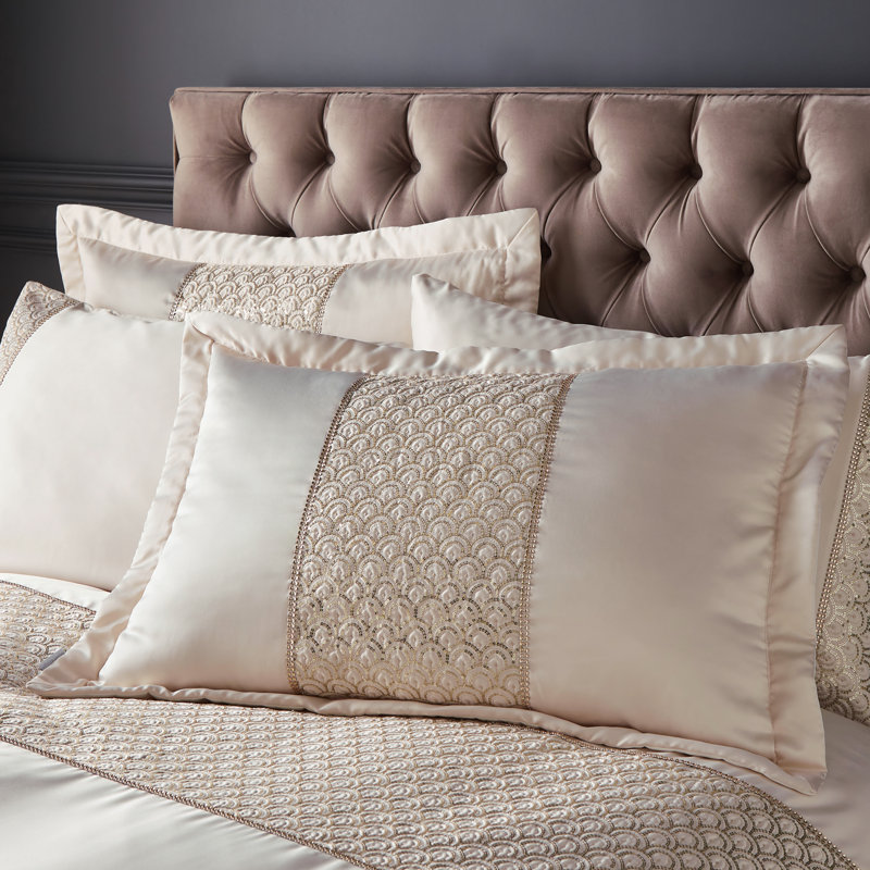 Deco Sequin Quilted Pillow sham Pair, Gold