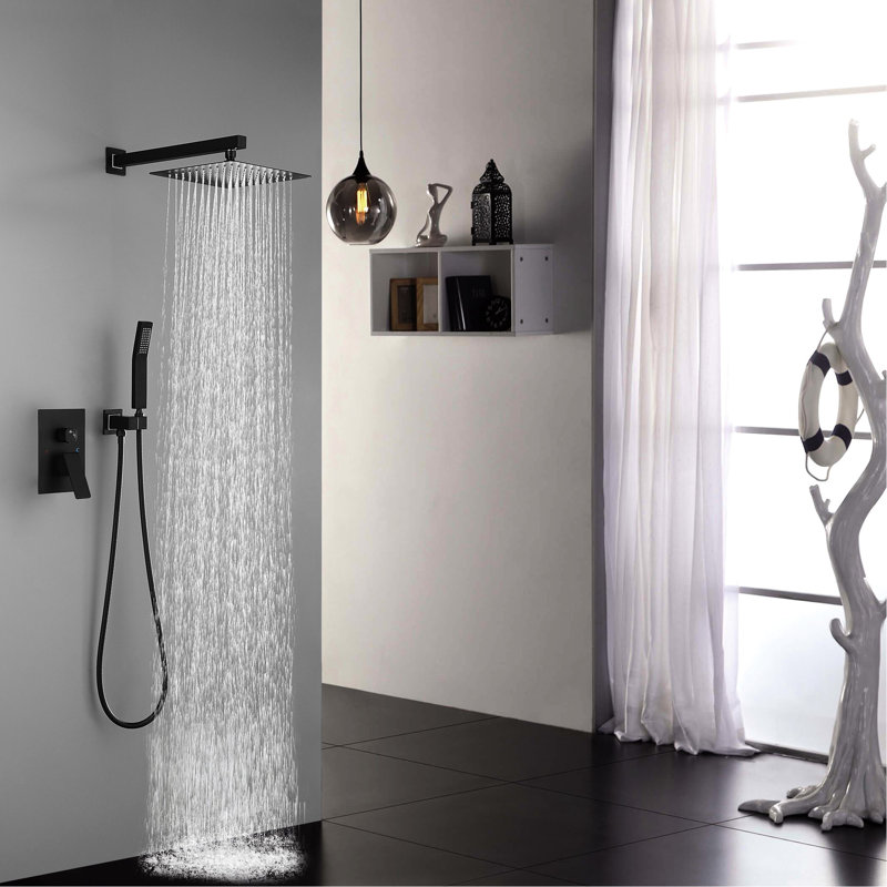 10" Wall Mounted Shower Head Rain - Build, Powerful Water Jet, Self-Cleaning, Brushed Nickel Color Mount Construction, Appearance
