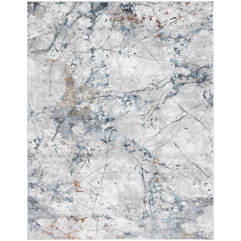 Tapis gris / bleu Milstein, Rectangle 8 pi x 10 pi
