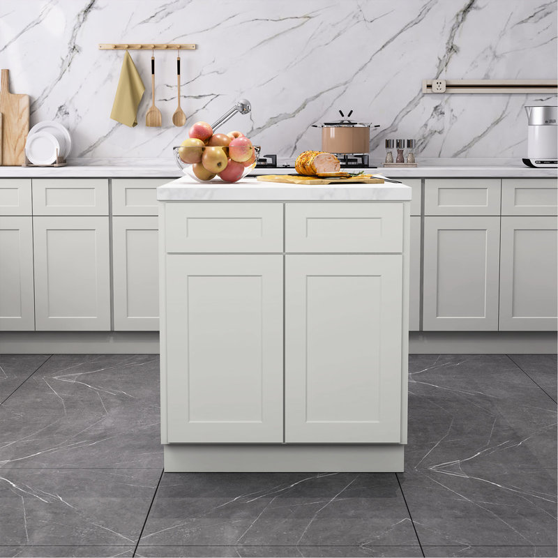 Armoire de cuisine en contreplaqué 33 po x 24 po x 34,5 po, fermeture en douceur des tiroirs gris 33 po x 24 po x 34,5 po, installation facile