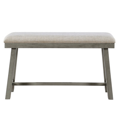 Banc rembourré de mousse à hauteur de comptoir, gris pour banc de salle à manger décontracté, coussin de siège texturé
