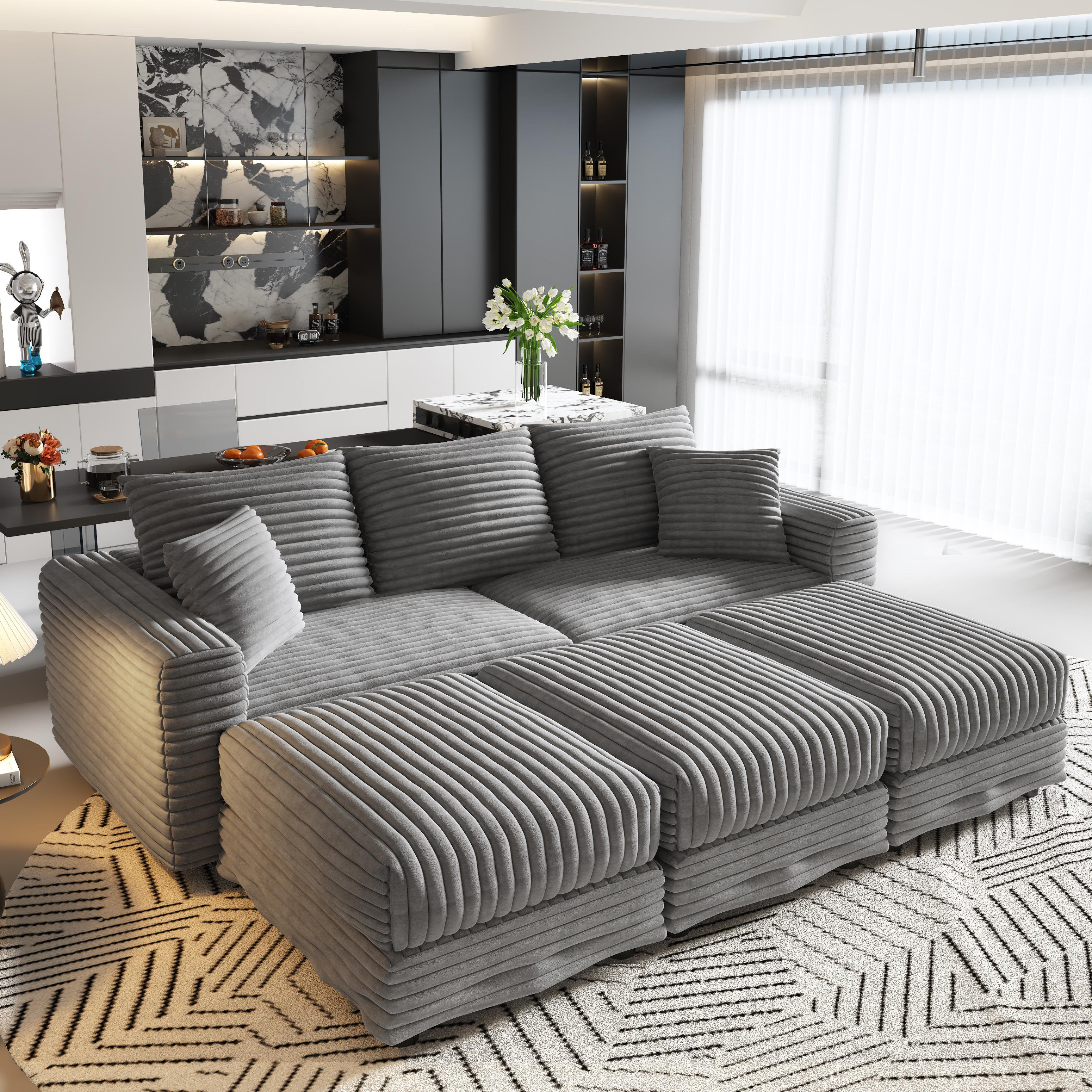NFusion Canapé modulaire Corduluxe avec velours côtelé moelleux et ...
