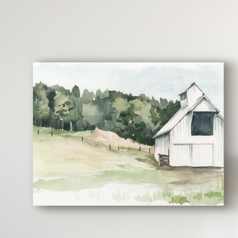 «Watercolor Barn III», peinture sur toile tendue, H 14 po x l 19 po x P 2 po