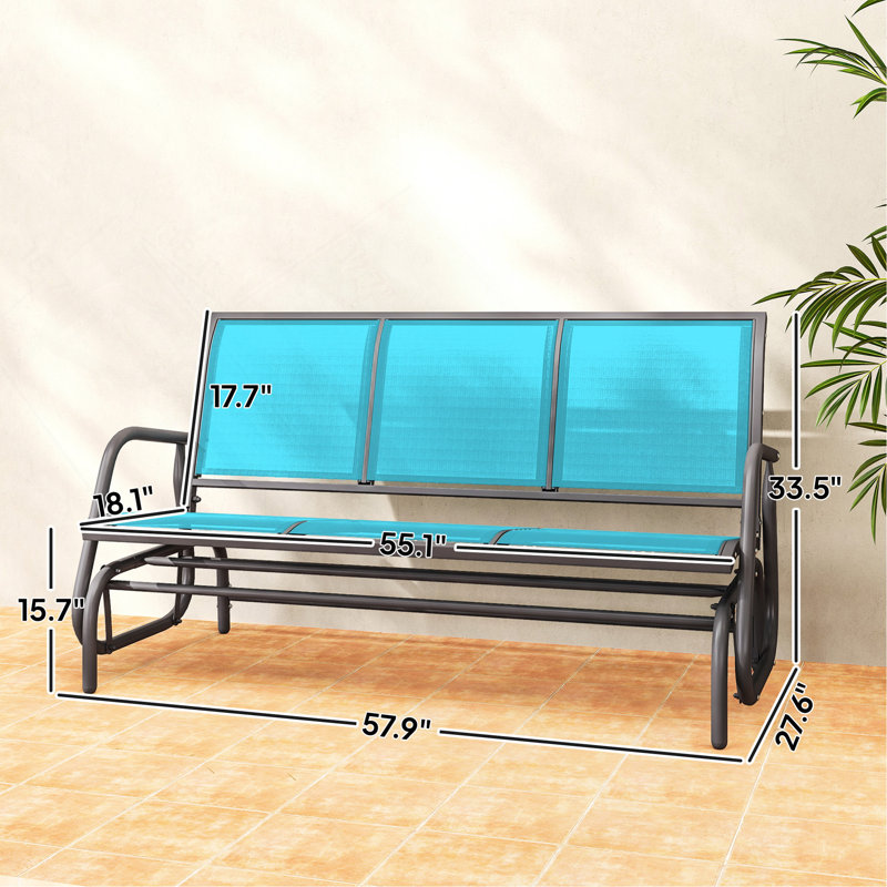 Banc oscillant d'extérieur, balancelle avec 3 sièges, tissu en filet respirant, structure en métal