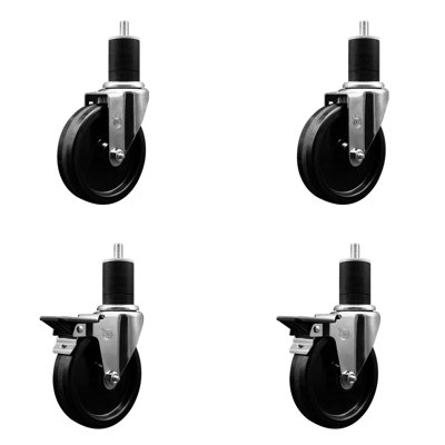 Phenolic Wheel Swivel 1-3/4 Inch Expanding Stem Caster Set 2 Brakes SCC