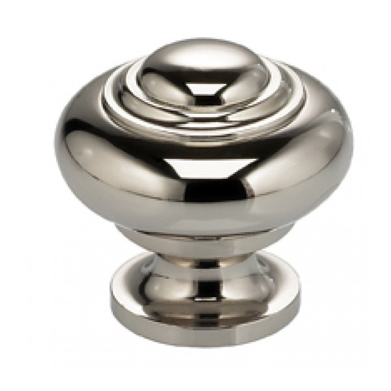 Poignée champignon classique et moderne, Nickel poli plaqué, H 1,56 po x l 1,56 po x P 1,44 po
