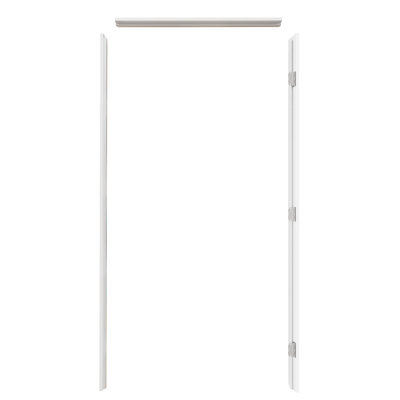 Pine Wood Single Door Jamb Frame Kits for Right-Handed 80'' High Doors, Multi-Size Adjustable Jamb (Fits Up to 36'' Wide), Assemly Required, Complete with 3 Silver Hinges & Door Seal Strips, White Painted Surface