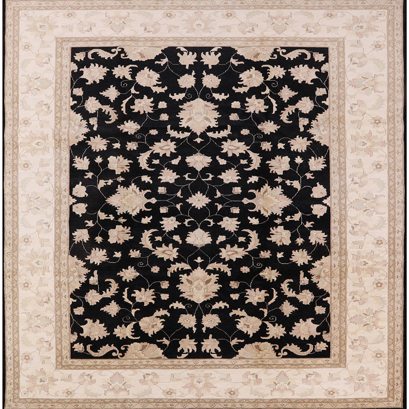 Tapis oriental ivoire / noir Chen, Carré 3 pi