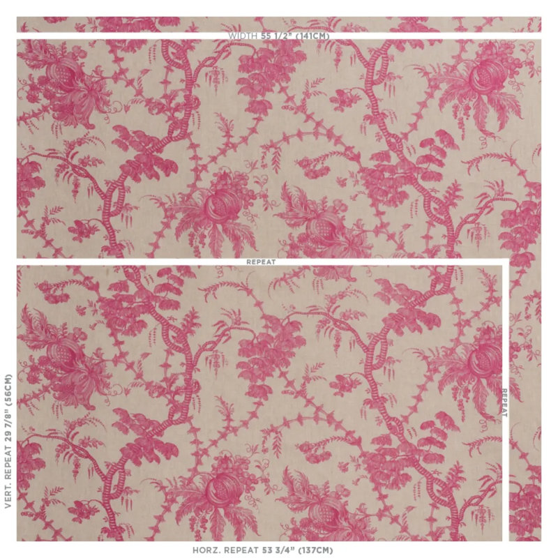 San Cristobal Toile Fabric, Magenta