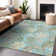 Machine Washable Indoor/Outdoor Cinead ACN1708 Teal Rug