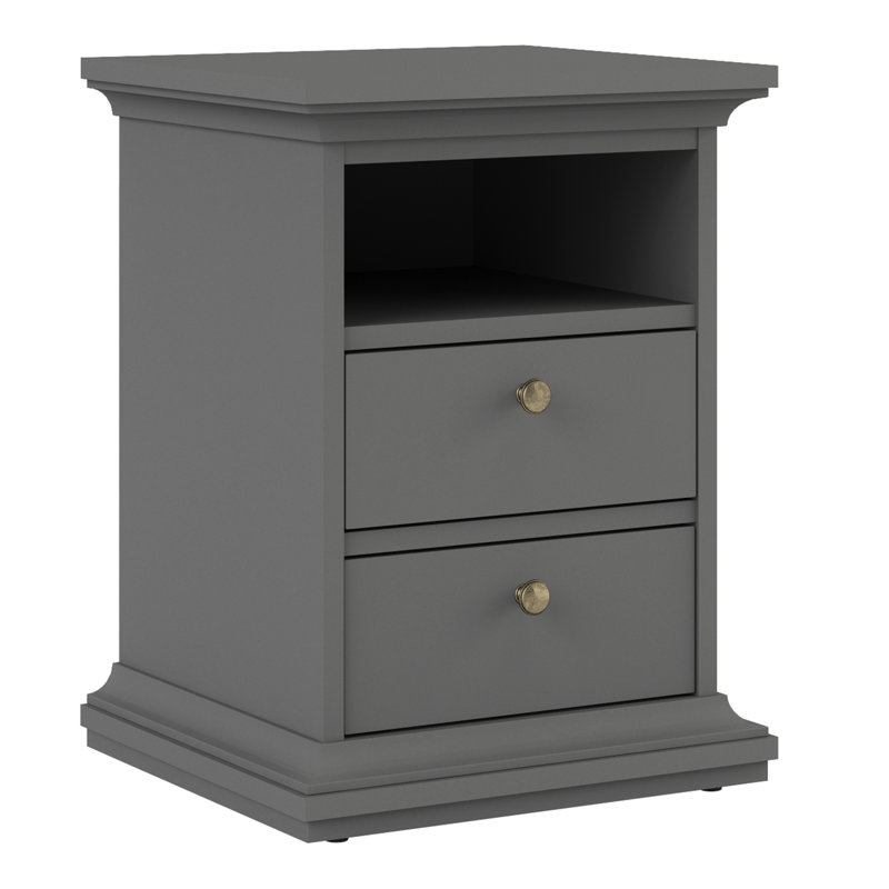 Woodburn Bedside Table, Matte Grey