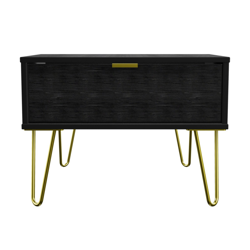 Fully Assembled Tabernash 1 - Drawer Nightstand, Black Matt