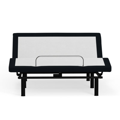 Très grand lit gris en métal avec base réglable - fonction zéro, articulations tête / pied, réglages de la mémoire, taille de fonctionnement sans fil dans la tête et les pieds articulés librement, boutons,