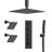 Thermostatic Shower System, Ceiling Mount 16" Rainfall Shower Faucet, 6" Wall Mount Dual Showerheads with Handheld Spray-93884725