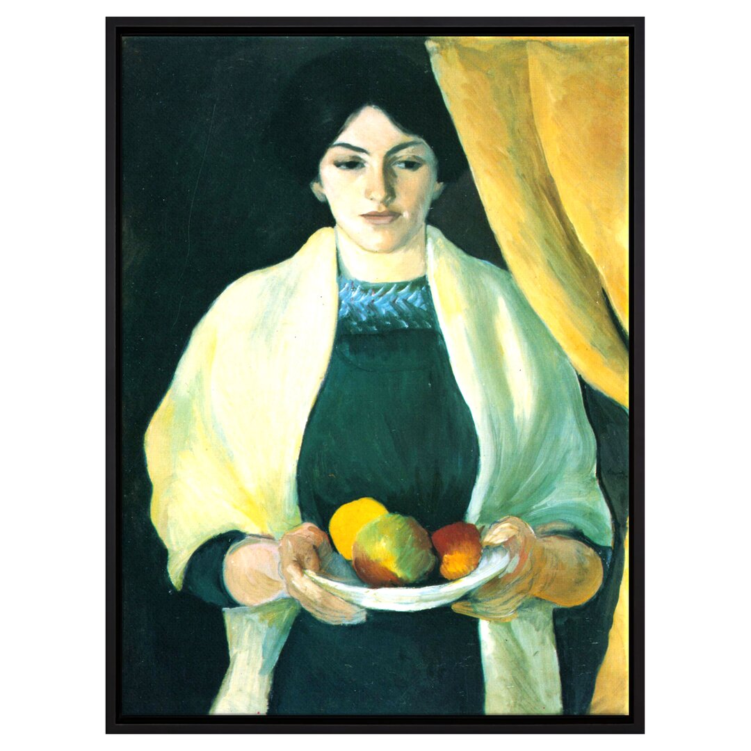 Gerahmtes Leinwandbild Artist's Wife with Apples von August Macke