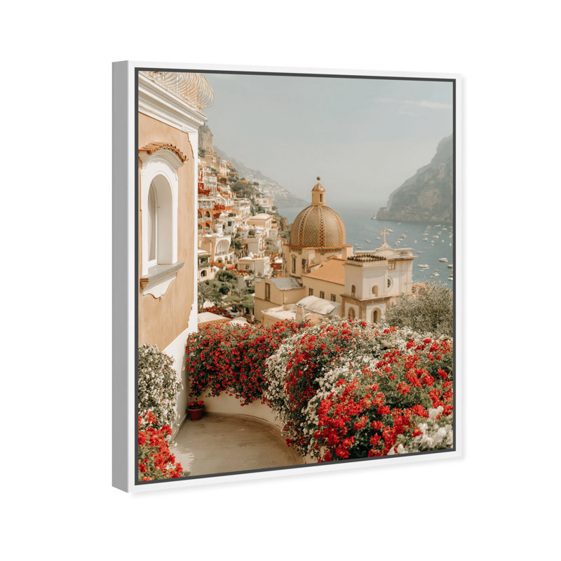 Clifftop Crimson I Canvas Nautical & Beach Print by Oliver Gal, Black Frame, 16 x 20, 17"H x 21"W, Silver Floater Frame