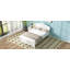 Lit plateforme double en bois avec tête de lit double, blanc