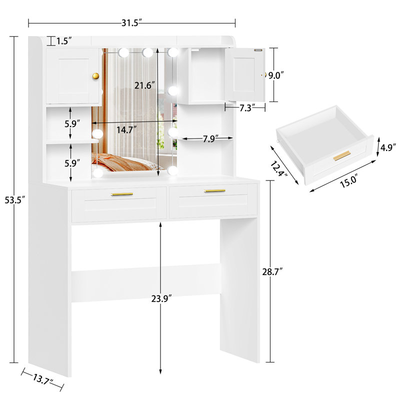 Meuble-lavabo avec 2 tiroirs Syden, Blanc