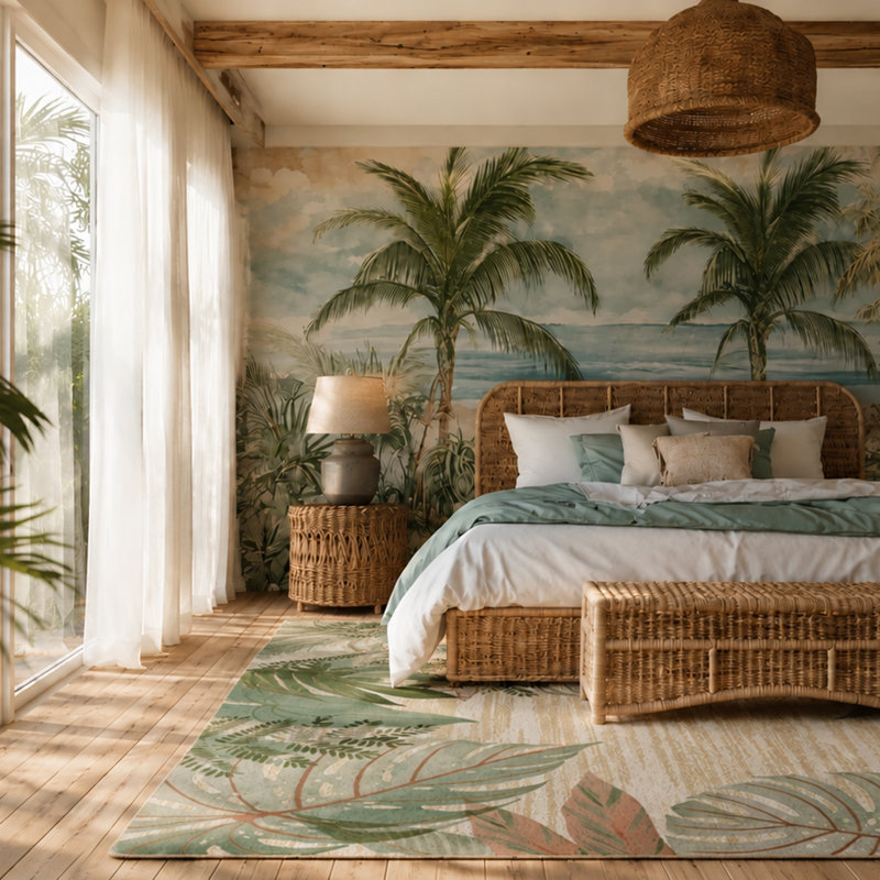 Tapis à motif de feuilles tropicales Guy Harvey, Rectangle 3 pi 10 po x 5 pi 4 po