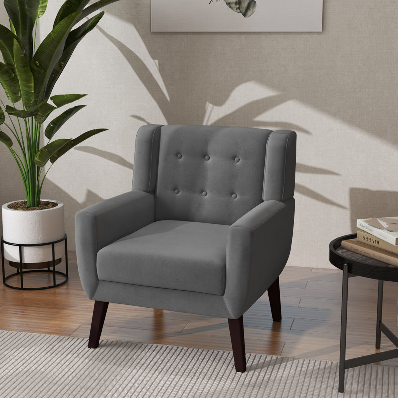 Jaqueze 73.4 Cm Wide Tufted Armchair, Grey Velvet