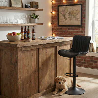 Swivel Adjustable Height Faux Leather Bar Stool