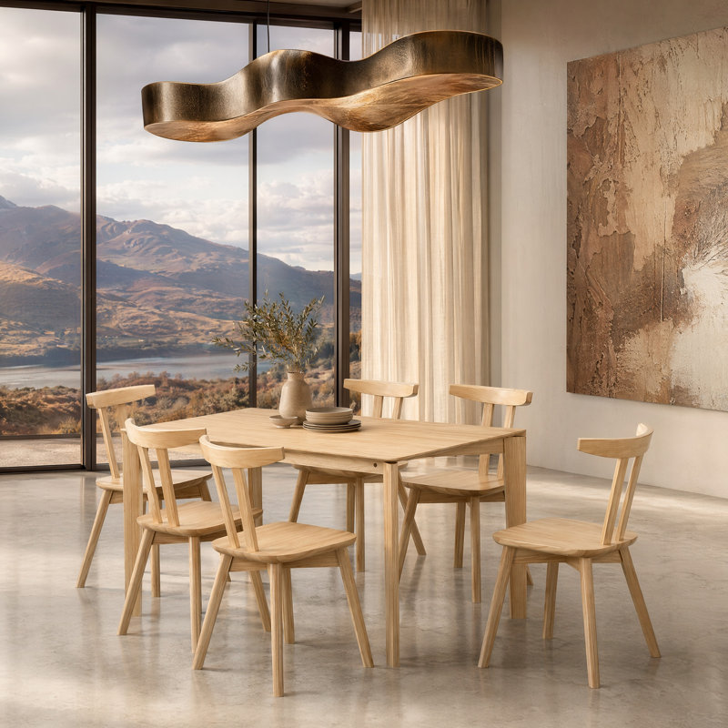 Ensemble de table de salle à manger 6 personnes Sierra, 6, Oak