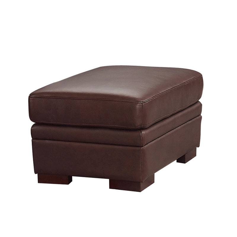 Dillon Upholstered Ottoman, Brown Genuine Leather