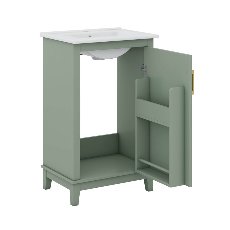 Petit meuble-lavabo moderne de 20 pouces avec lavabo en céramique