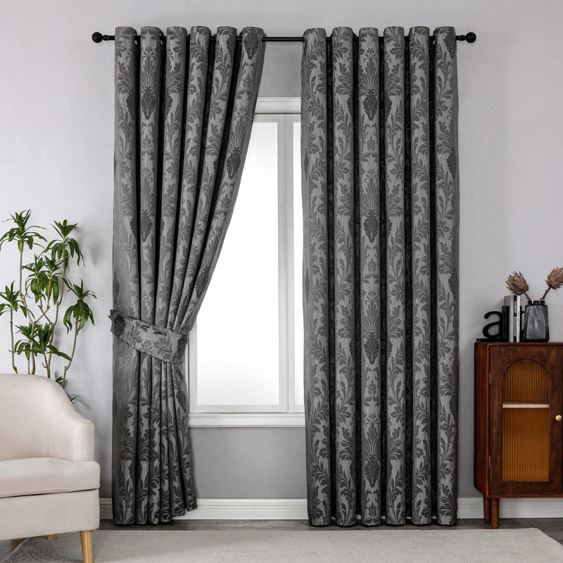 Andranae Blackout Curtain Pair, 117 W x 137 D cm, Grey