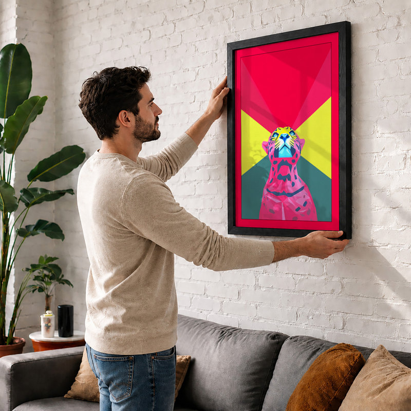 Neon Astronaut Modern - Print, A2 - 59.4 x 42.0 cm, Black