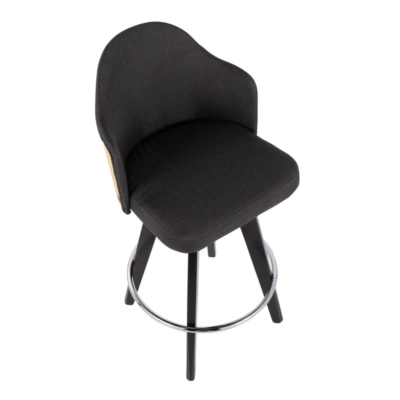 Tabouret de comptoir de 26 po de hauteur fixe Arabelle, Crème, Noir / chrome