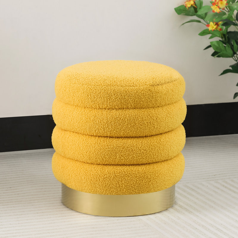Repose-pieds rond 15,94 po Mithusa, 100% polyester jaune vif