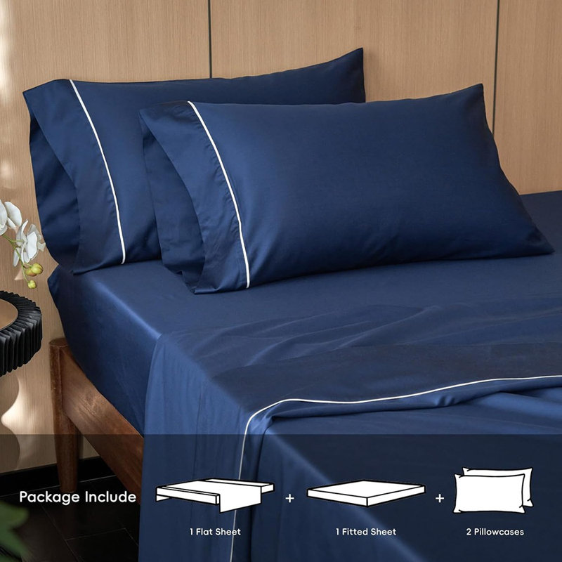 Ensemble de draps 100% coton à longues fibres de coton tissé 600Tc