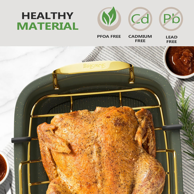 17 Inch x 13 Inch Large Roaster Pan with Removable Rack