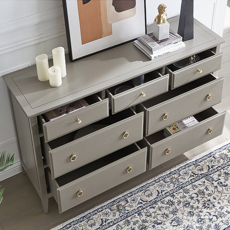 59.06"Grey Solid + Manufactured Wood Seven-Drawer Cabinet