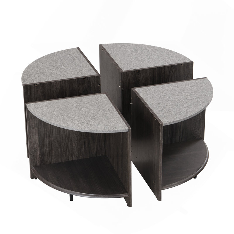 4-Piece Industrial Round Coffee Table, Gray