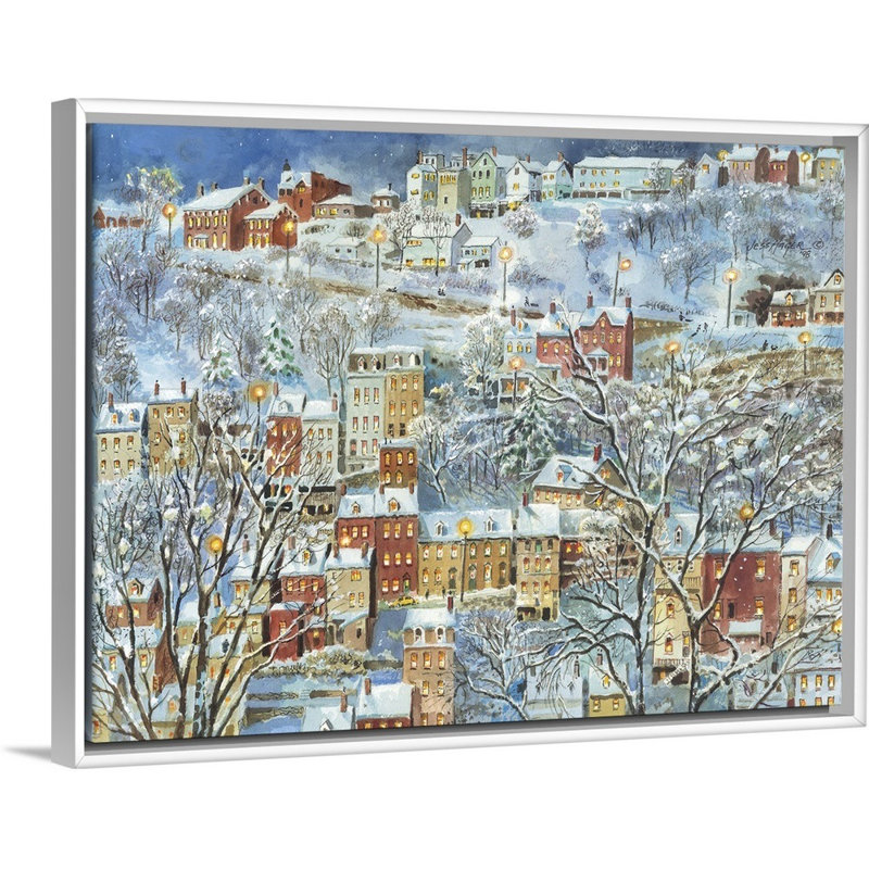 « one wintry night » par jess hager, peinture sur toile, H 12 po x l 16 po x P 1,75 po, Cadre blanc