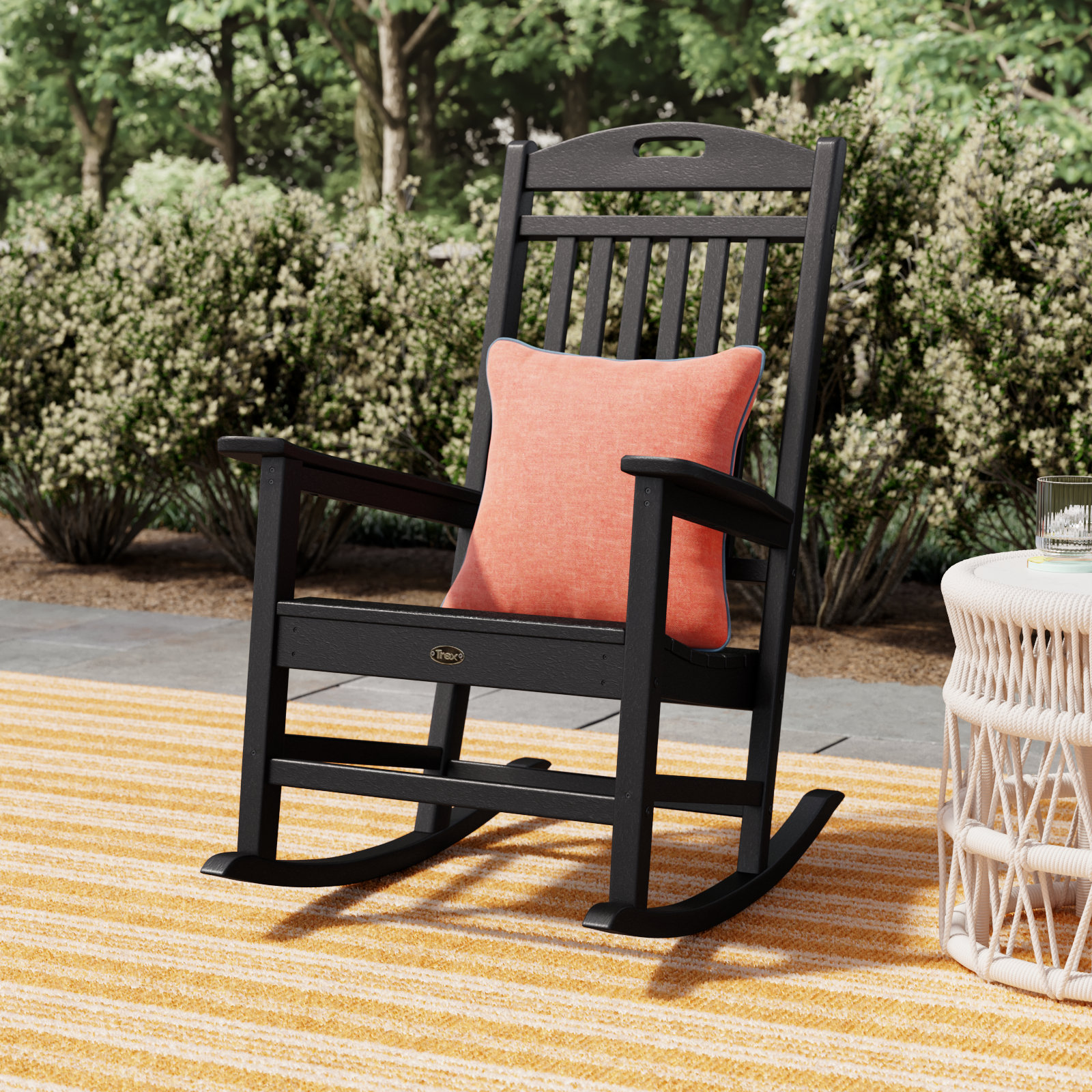 POLYWOOD Yacht Club Rocking Chair, Black