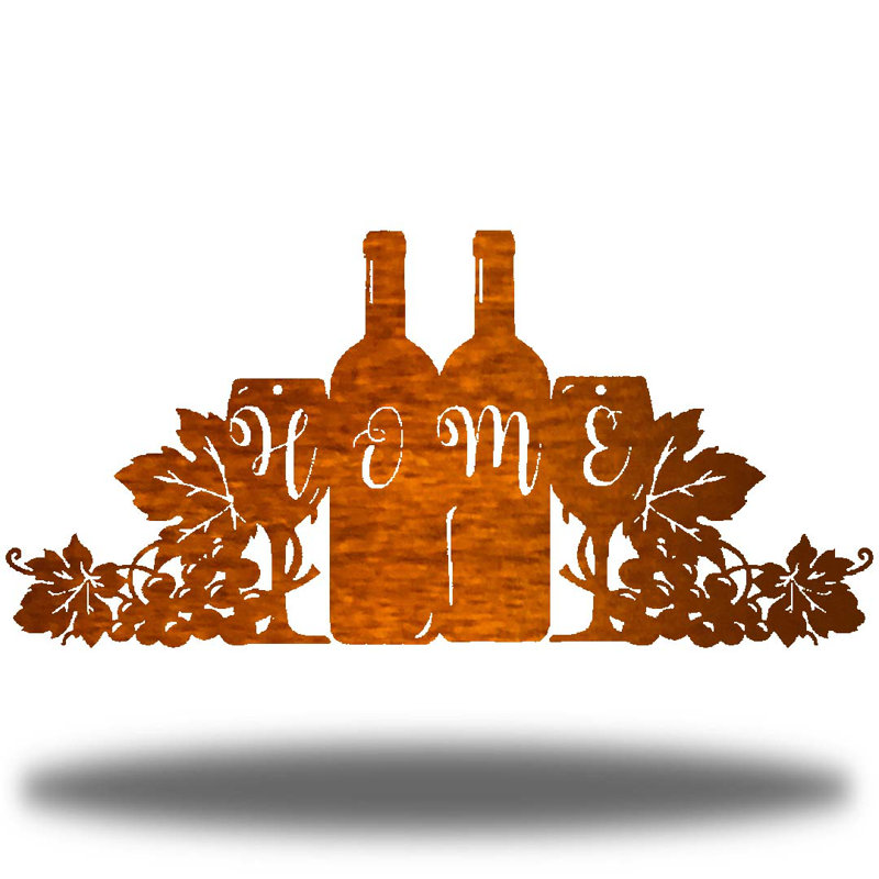 Décoration murale en métal Home Wine, Cuivre, H 5,5 po x l 12 po x P 0,06 po