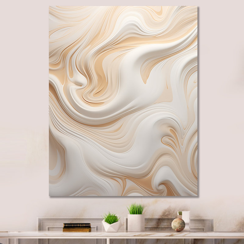 Abstrait blanc laiteux - Formes abstraites, impressions encadrées, H 44 po x l 34 po x P 1,5 po, Toile tendue