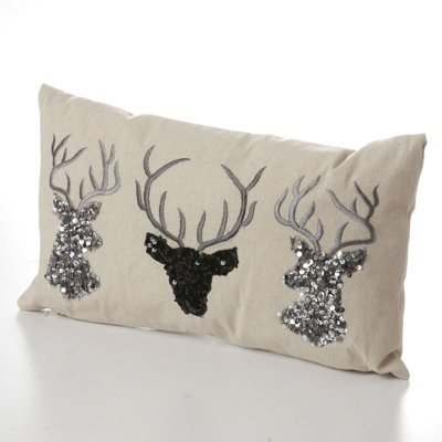 Alketa Sequined Cotton Blend Throw Pillow