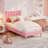 Gurit Modern Upholstered Twin Bed Frame, Tufted Velvet Headboard, Low Profile Platform Bed with Strong Wooden Slats-746269141-753751122