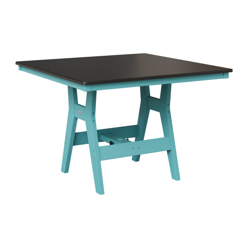 Table de bar berlinoise Berlin Harbor, Bleu Aruba, Noir martelé, H 38,87 po x l 44 po x P 44 po